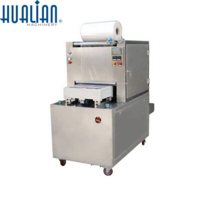 Selladora de bandejas automática HVT-450M destacando su diseño compacto y moderno selladora de bandejas Selladora de Bandejas Industrial Automática con Alto Vacío HVT-450M semi automatic tray vacuum packaging machine44025778970 1 400x400