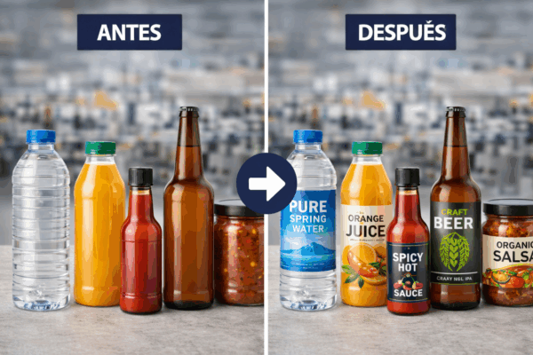 antes y después del etiquetado automático en botellas redondas etiquetadora automática yt-220 Etiquetadora automática YT-220 para botellas redondas antes y despues etiquetado automatico botellas