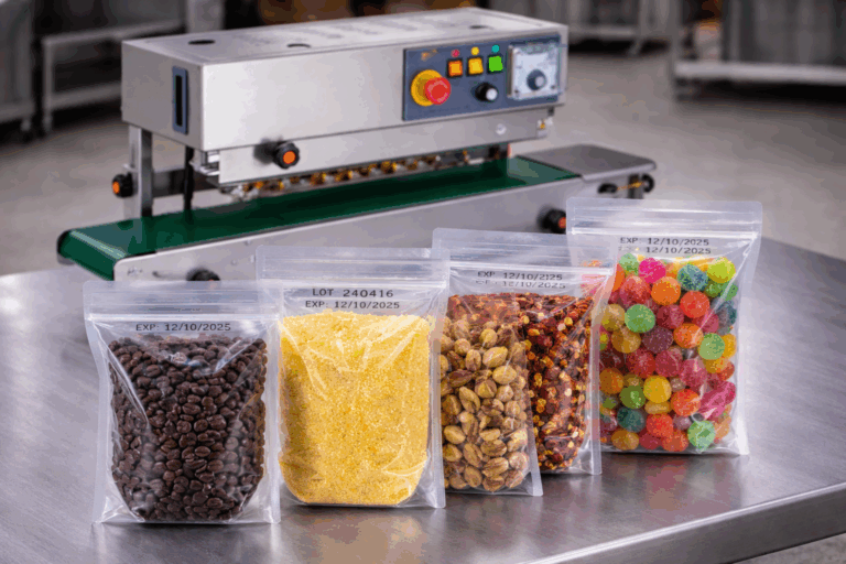 Cómo funciona una selladora de banda continua selladora de banda continua Cómo funciona una selladora de banda continua bolsas selladas con fecha caducidad industrial