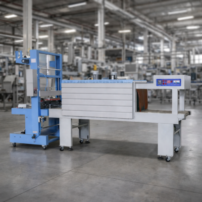 máquina envolvedora de cortina para packs instalada en planta de producción industrial máquina envolvedora de cortina para packs Máquina envolvedora de cortina para 6 y 12 packs: cómo funciona y cuál elegir maquina envolvedora de cortina para packs en planta industrial