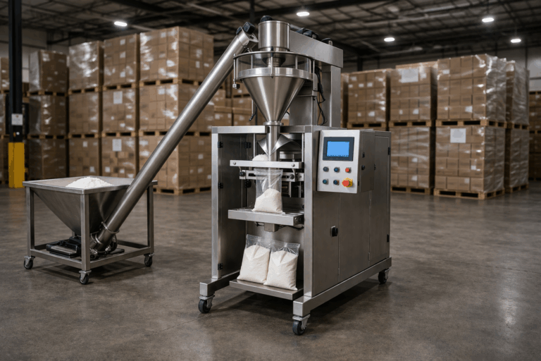 ¿Qué máquina sirve para empacar polvos? ¿qué máquina sirve para empacar polvos? ¿Qué máquina sirve para empacar polvos? mbolsadora vertical polvos con tornillo sinfin 768x512