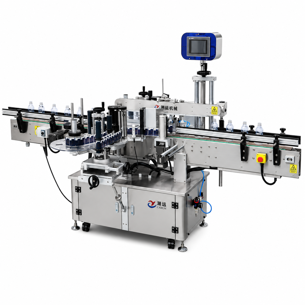 ETIQUETADORA AUTOMATICA DOBLE CABEZAL, ENVASES PLANOS Y REDONDOS