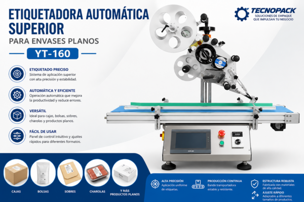 etiquetadora-automatica-superior-para-envases-planos-yt-160-tecnopack etiquetadora-automatica-superior-para-envases-planos-yt-160-tecnopack Etiquetadora automática superior para envases planos YT-160 aplicando etiquetas en cajas, bolsas, sobres y charolas. etiquetadora automática superior para envases planos yt-160 Etiquetadora Automática Superior para Envases Planos YT-160 etiquetadora automatica superior para envases planos yt 160 tecnopack