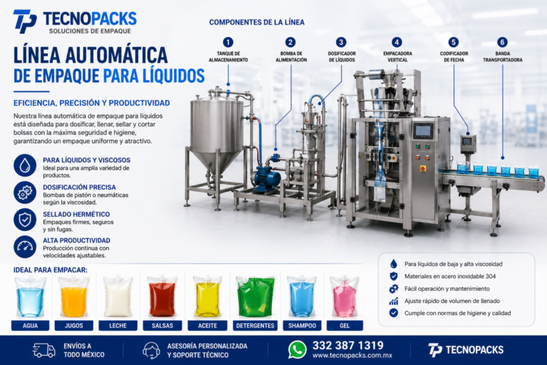 Línea automática de empaque para líquidos línea automática de empaque para líquidos Línea automática de empaque para líquidos linea automatica para empacar liquidos 768x512