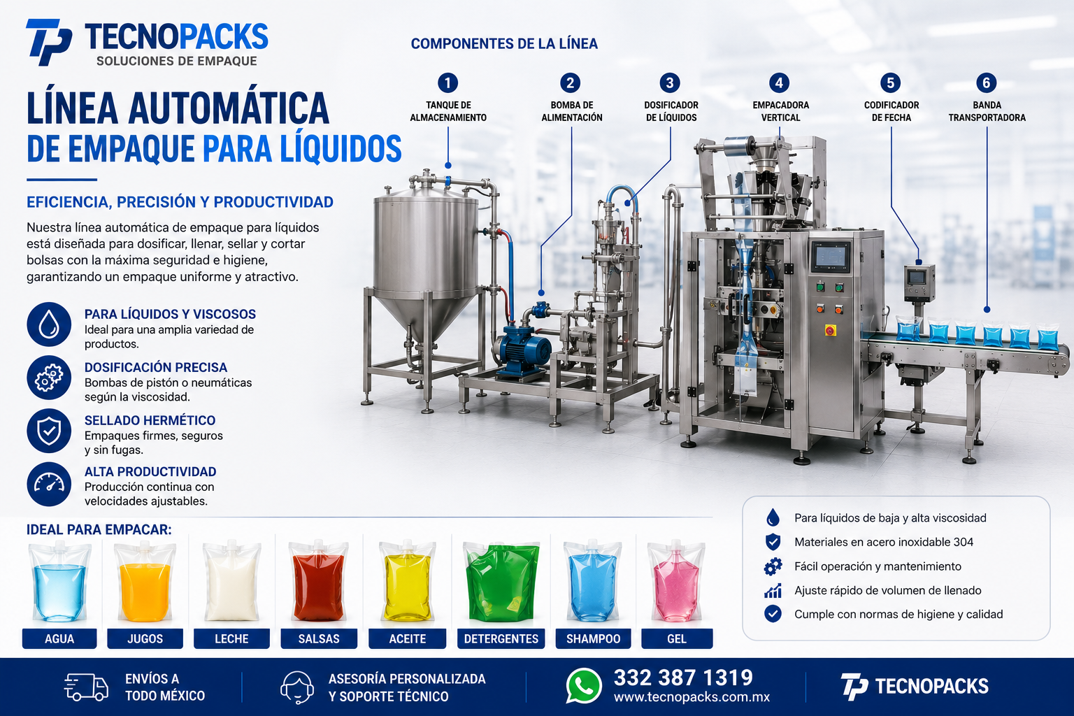 Línea automática de empaque para líquidos línea automática de empaque para líquidos Línea automática de empaque para líquidos linea automatica para empacar liquidos